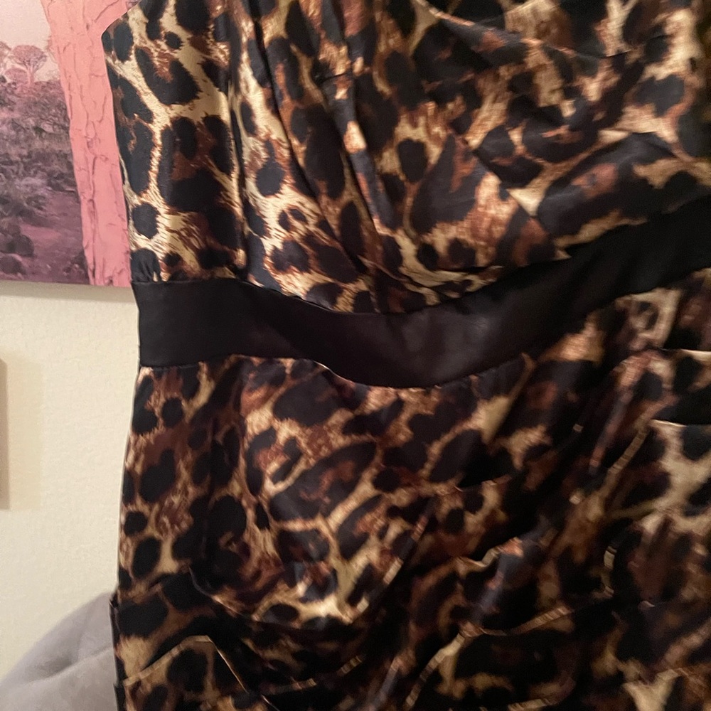 Snap Plus Size Womens zipper sides animal print cold shoulder dress size 16W pre - Picture 6 of 14